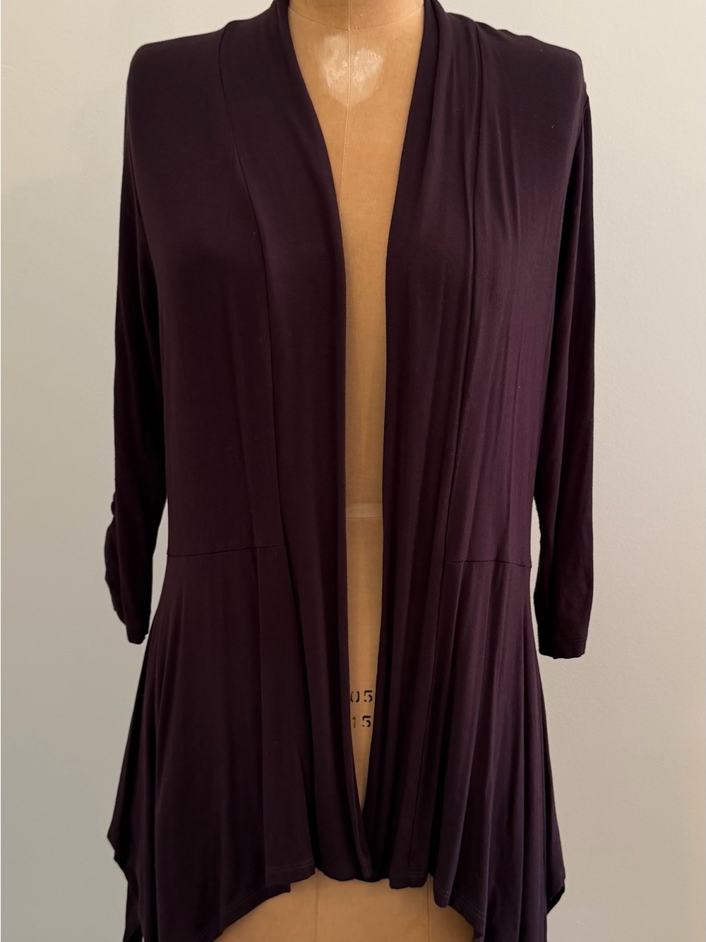 AB Studio Brown Draped Open-Front Cardigan